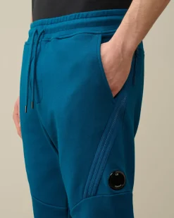 Cheap C.P. Company Diagonal Forhojede Fleece-Lommeshorts Med Lynlas Total Eclipse-Blue