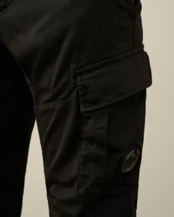 Hot C.P. Company Diagonal Forhojede Fleece Cargo Joggingbukser Total Eclipse-Blue