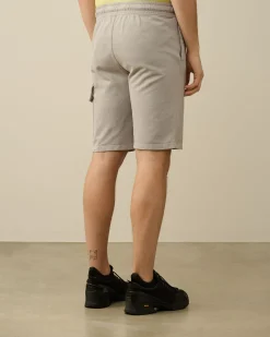 Discount C.P. Company Diagonal Forhojede Fleece-Lommeshorts Med Lynlas Sort