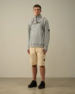 Store C.P. Company Diagonal Haettetroje I Fleece Goggle Sort