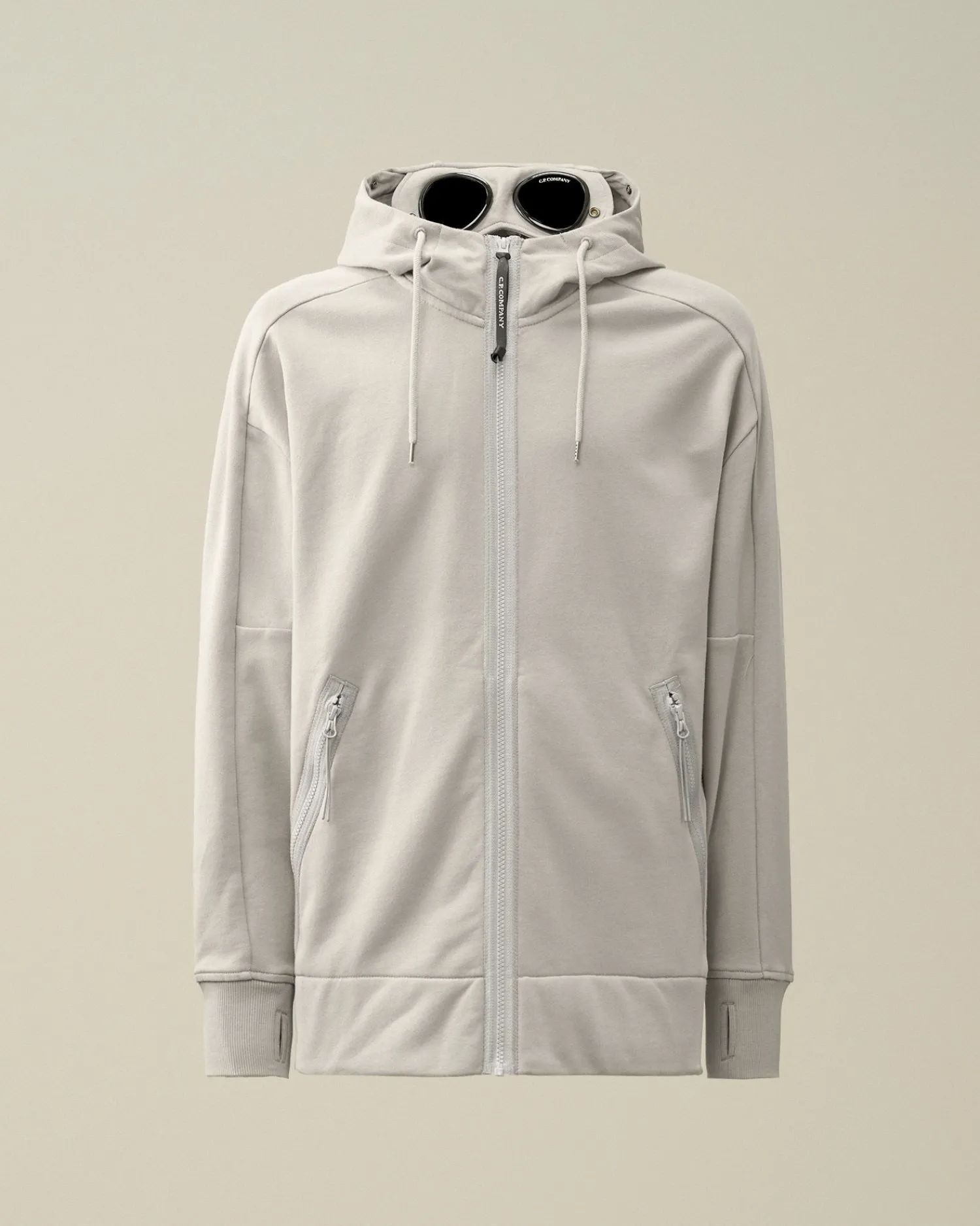 Discount C.P. Company Diagonal Haettetroje I Fleece Goggle Gaze Hvid