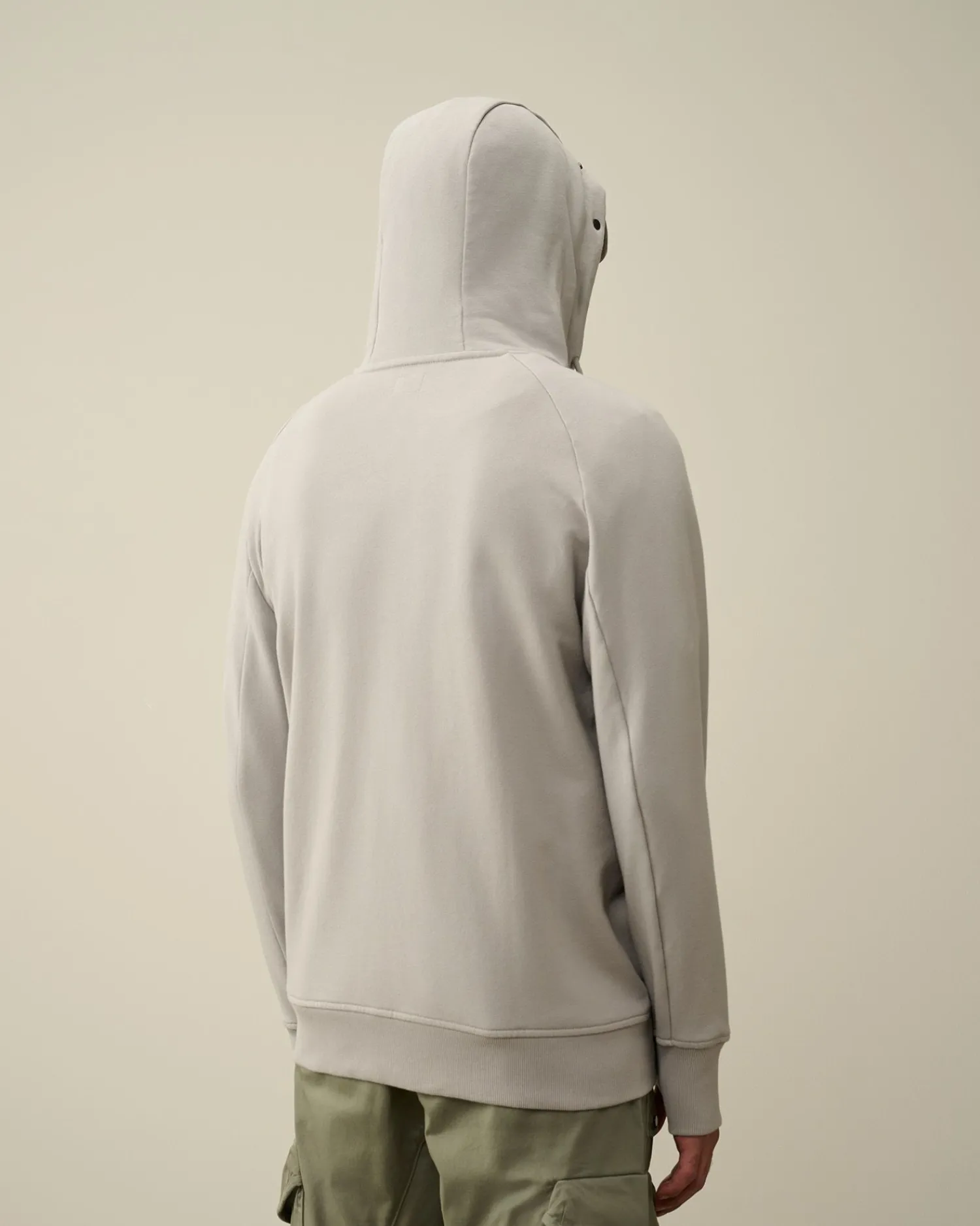 Discount C.P. Company Diagonal Haettetroje I Fleece Goggle Gaze Hvid
