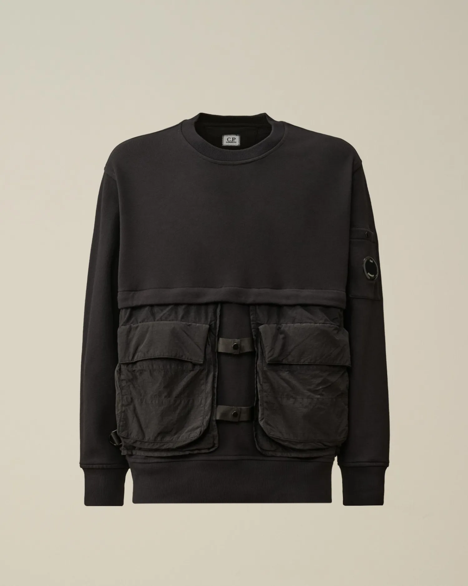 Shop C.P. Company Diagonal Haevet Fleece Blandet Aftagelig Sweatshirt Agave Gron
