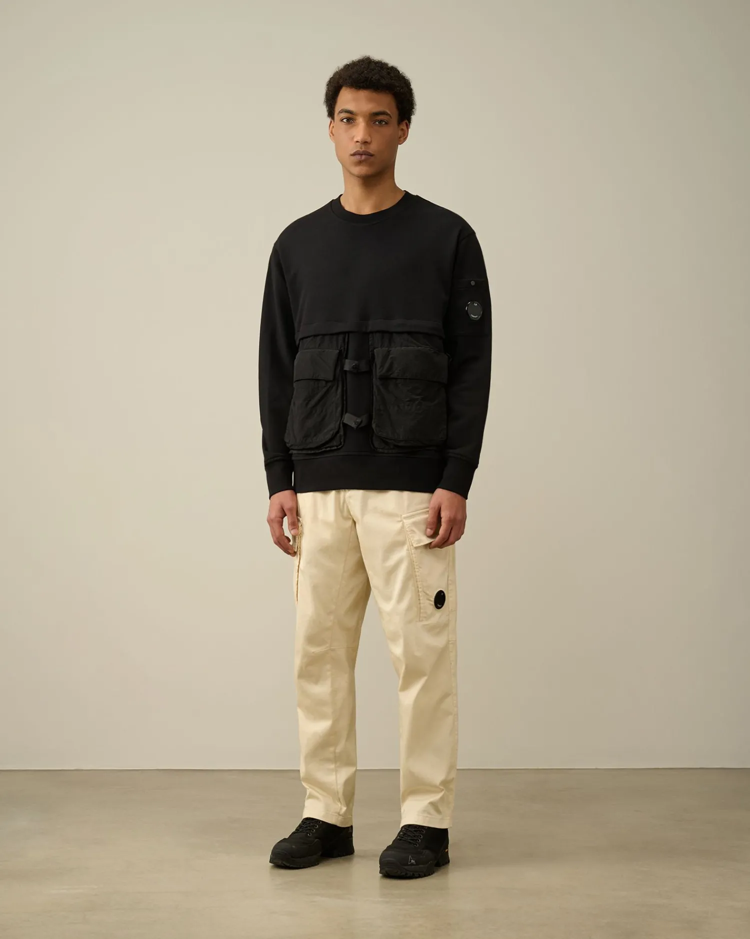 Shop C.P. Company Diagonal Haevet Fleece Blandet Aftagelig Sweatshirt Agave Gron