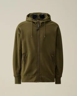 Online C.P. Company Diagonal Haevet Fleece Goggle Haettetroje Med Lynlas Blaek Bla