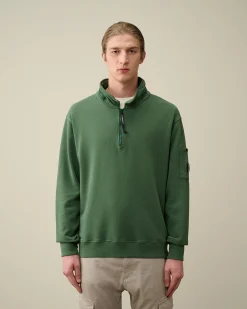 Clearance C.P. Company Diagonal Haevet Fleece Goggle Haettetroje Med Lynlas Rod Knop