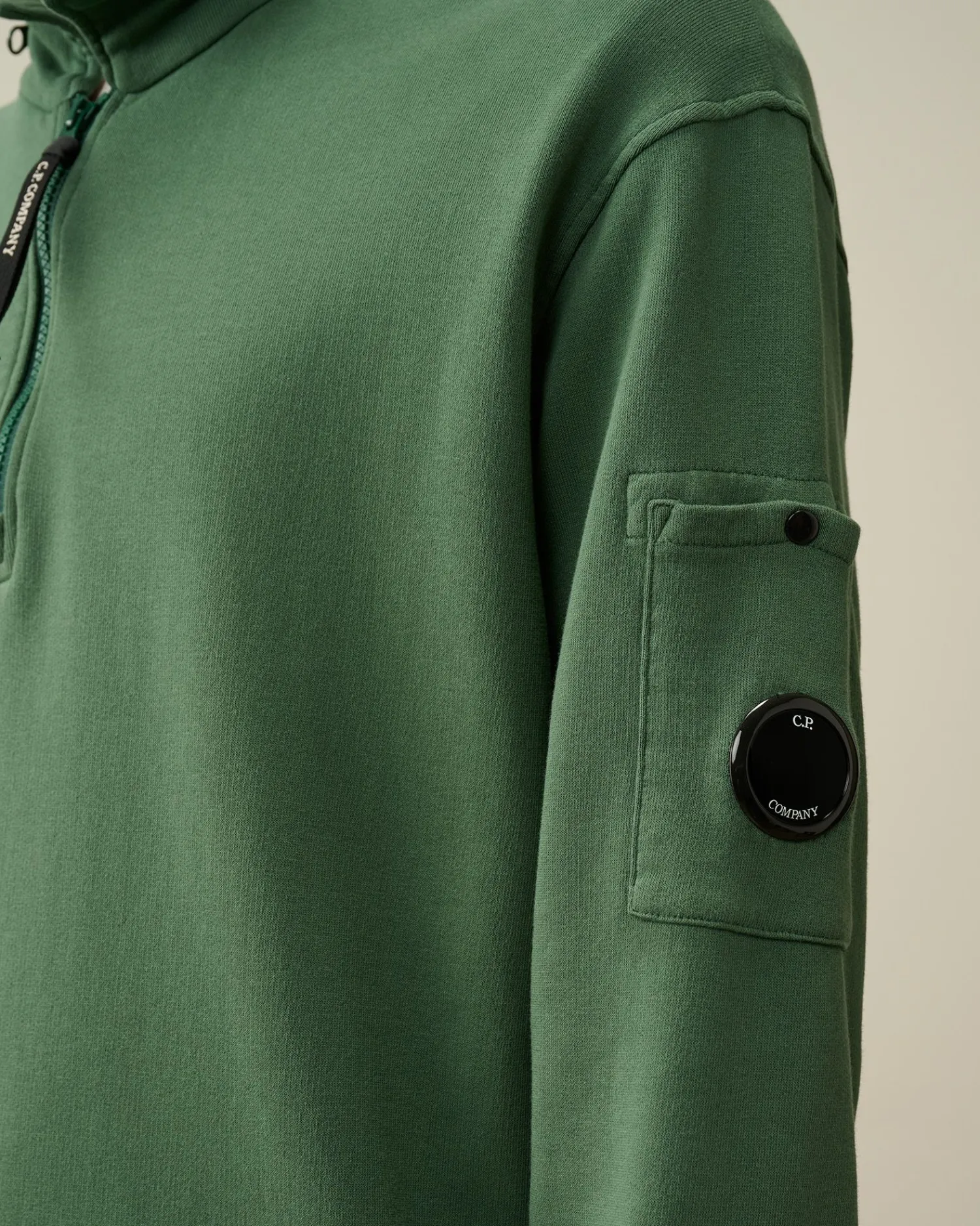 Clearance C.P. Company Diagonal Haevet Fleece Goggle Haettetroje Med Lynlas Rod Knop