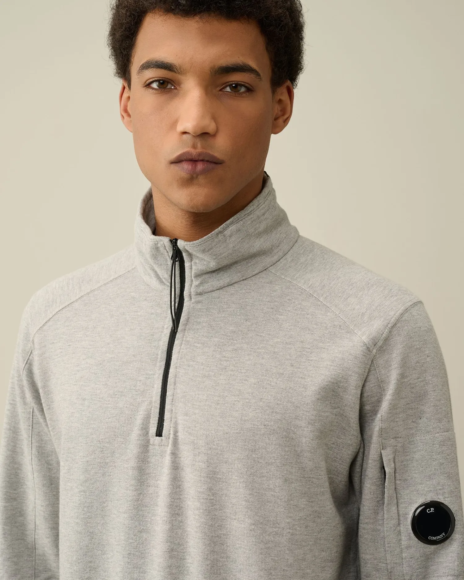 Store C.P. Company Diagonal Haevet Fleece Goggle Haettetroje Med Lynlas Pistacie Shell-Beige