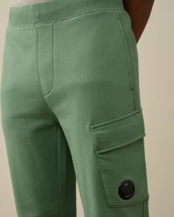 New C.P. Company Diagonal Haevet Fleece Logo Joggingbukser Sort