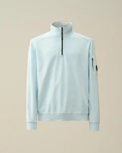Best C.P. Company Diagonal Haevet Fleece Sweatshirt Gaze Hvid