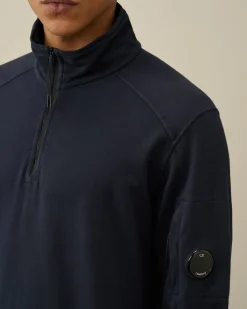 Discount C.P. Company Diagonal Haevet Fleece Sweatshirt Med Lynlas Total Eclipse-Blue
