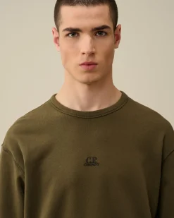 Flash Sale C.P. Company Diagonal Haevet Fleece Sweatshirt Med Lynlas Sort