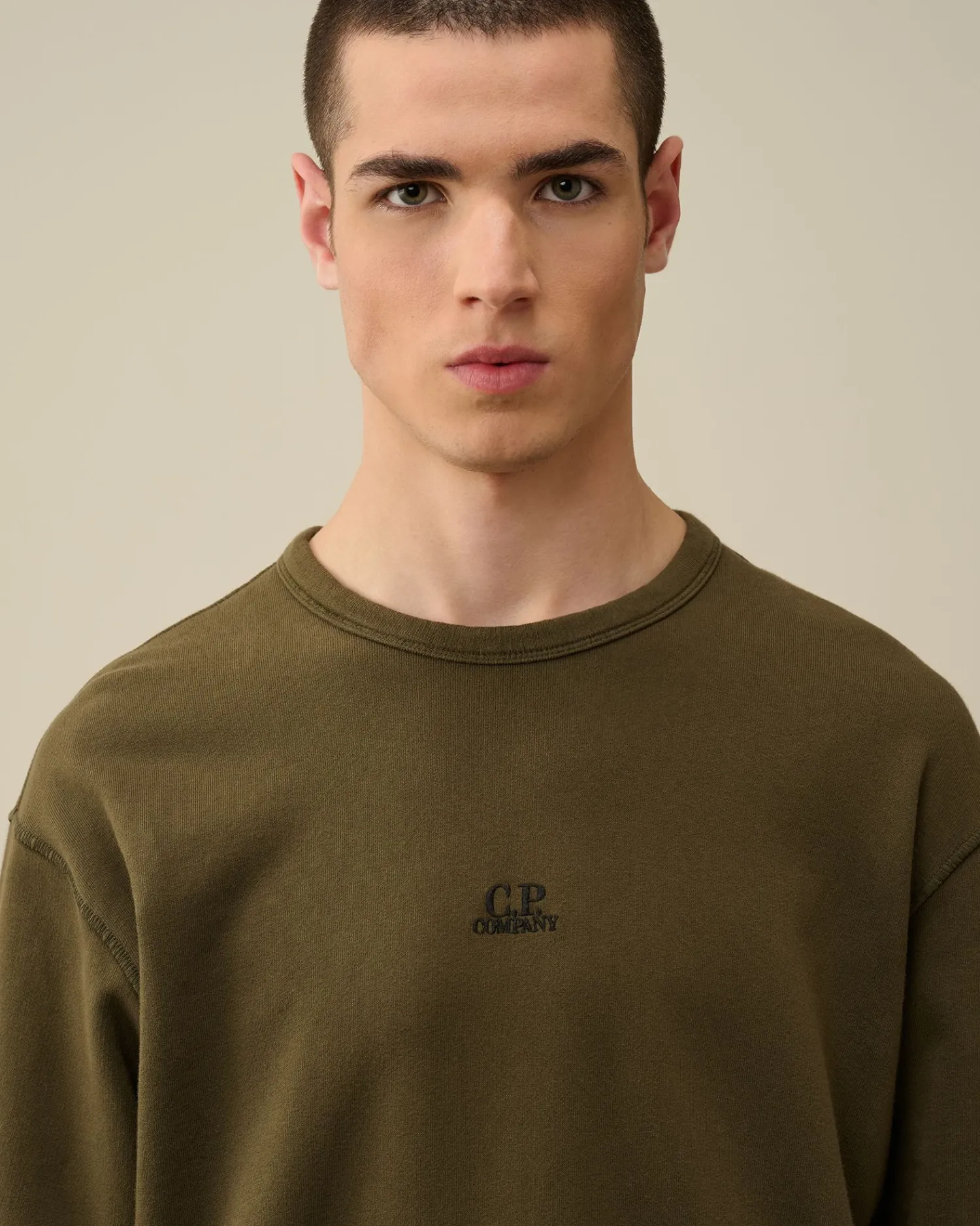 Flash Sale C.P. Company Diagonal Haevet Fleece Sweatshirt Med Lynlas Sort