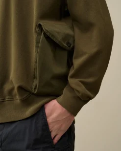 Flash Sale C.P. Company Diagonal Haevet Fleece Sweatshirt Med Lynlas Sort