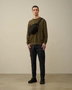 Flash Sale C.P. Company Diagonal Haevet Fleece Sweatshirt Med Lynlas Sort