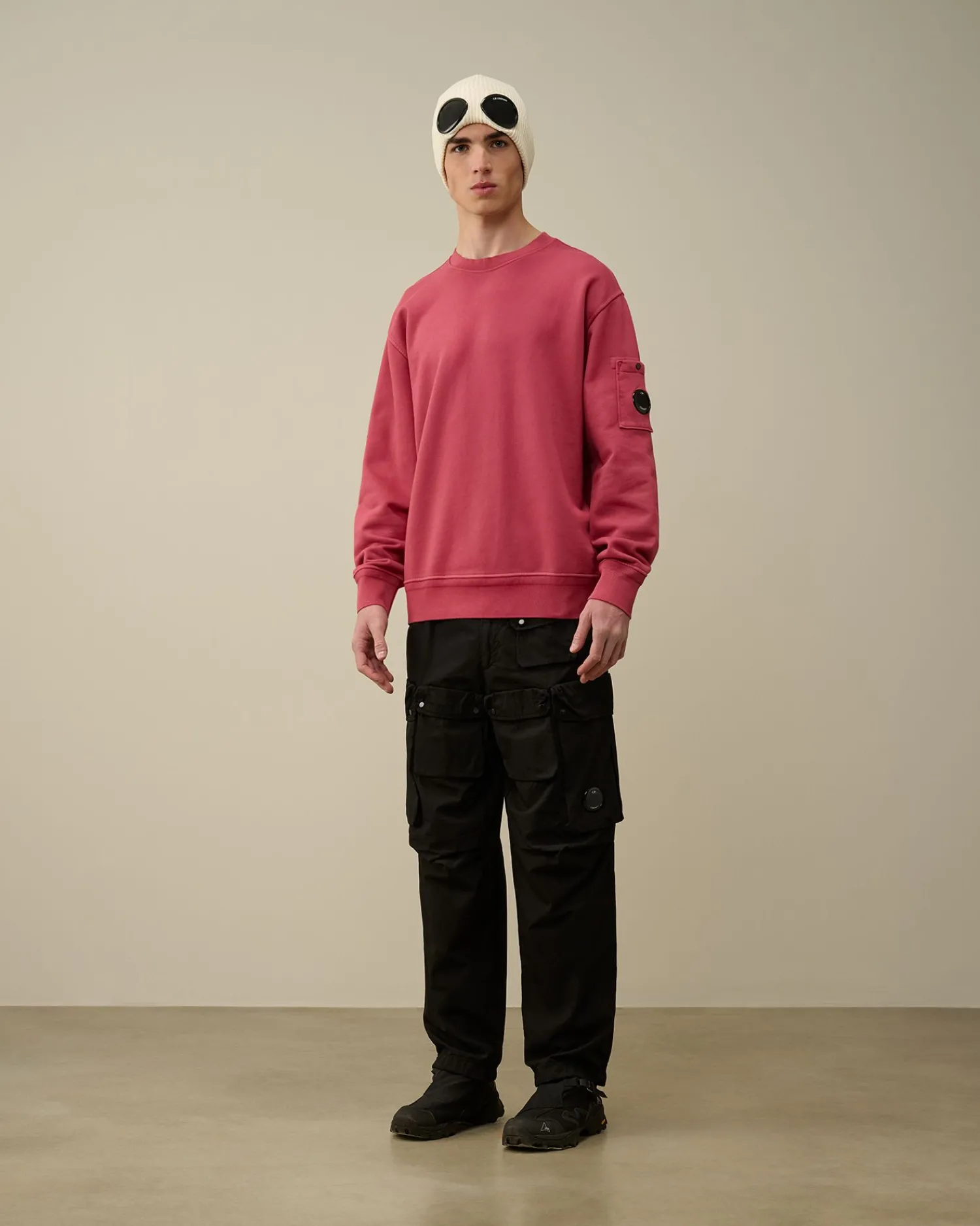 Sale C.P. Company Diagonal Haevet Fleece Sweatshirt Total Eclipse-Blue
