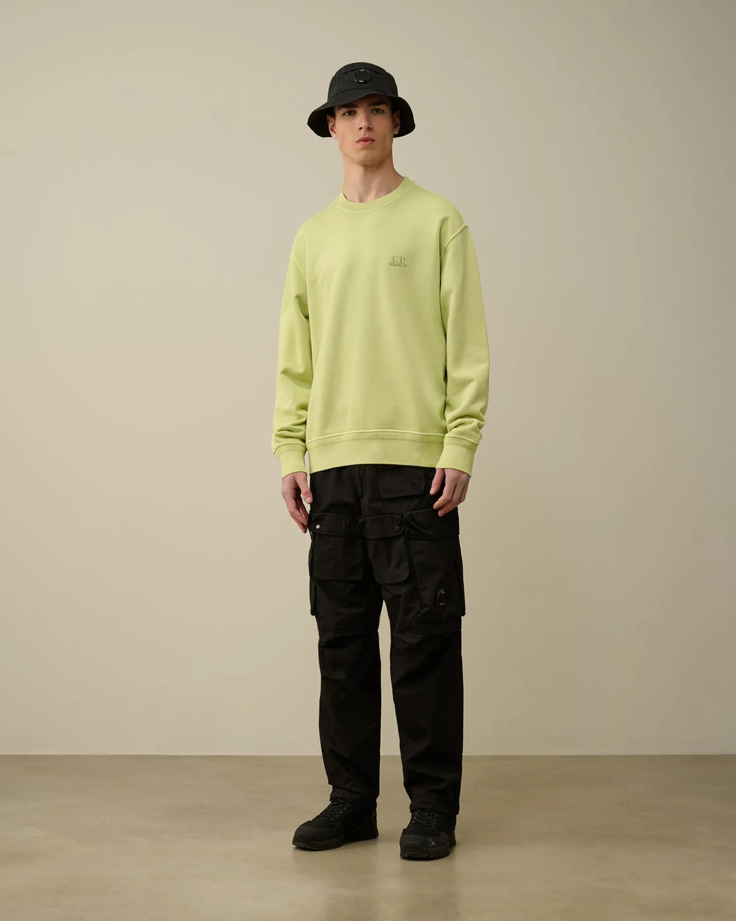Clearance C.P. Company Diagonal Haevet Fleece Sweatshirt Med Lynlas Blaek Bla