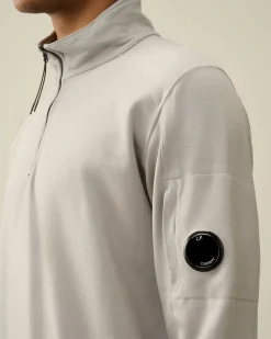 New C.P. Company Diagonal Haevet Fleece Sweatshirt Med Lynlas Rod Knop