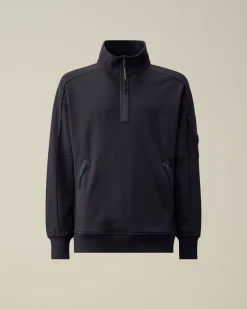 Best Sale C.P. Company Diagonal Haevet Fleece-Haettetroje Med Lynlas Gra Melange