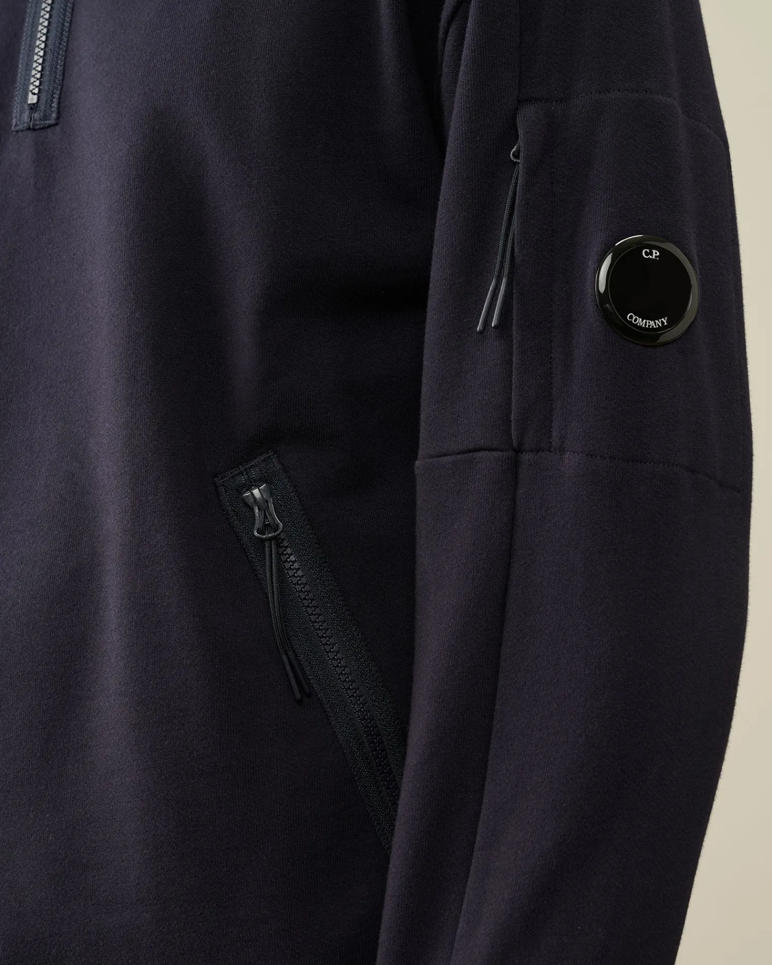 Best Sale C.P. Company Diagonal Haevet Fleece-Haettetroje Med Lynlas Gra Melange