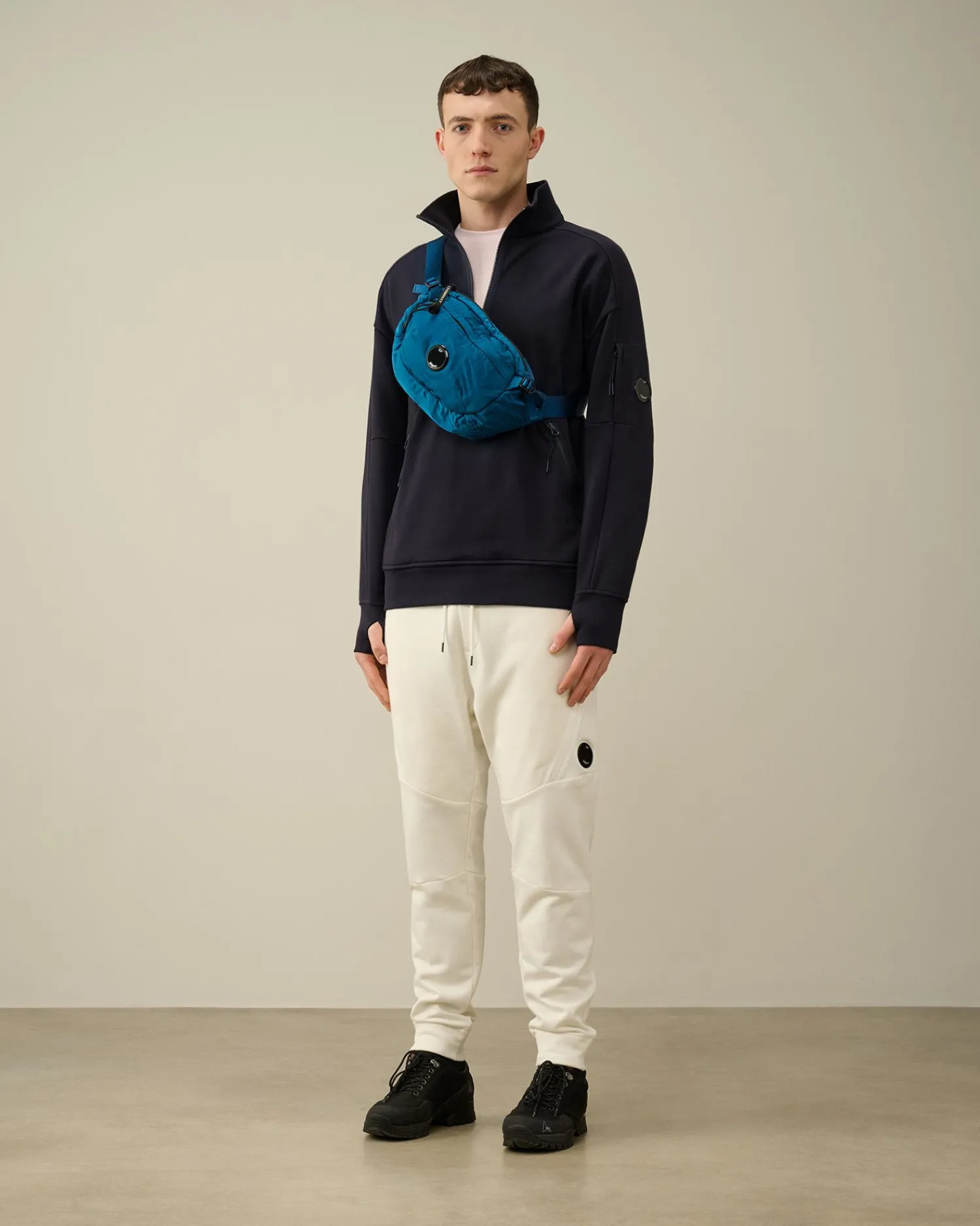 Best Sale C.P. Company Diagonal Haevet Fleece-Haettetroje Med Lynlas Gra Melange