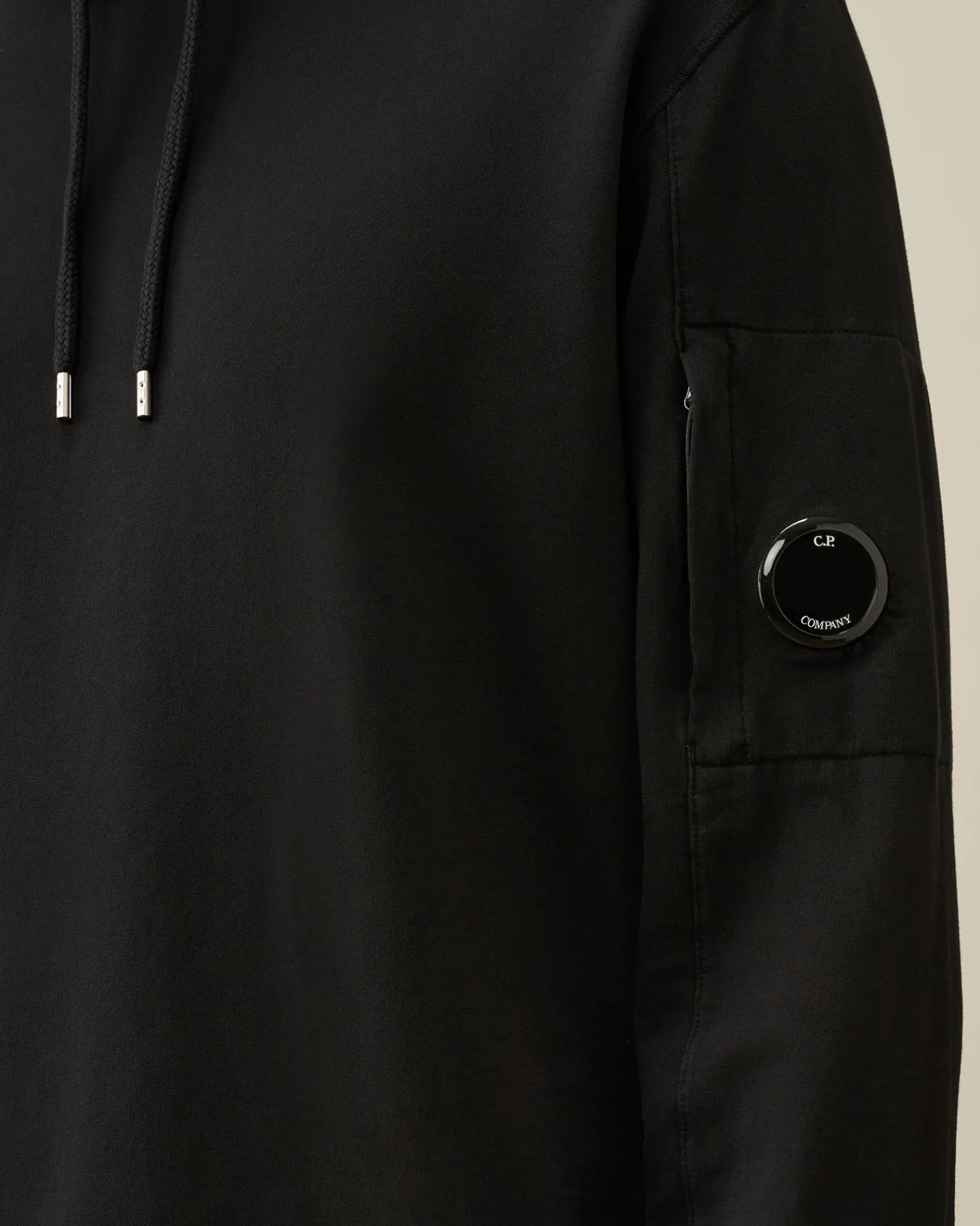 Store C.P. Company Diagonal Haevet Fleece-Haettetroje Med Lynlas Sort