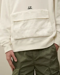 Clearance C.P. Company Diagonal Haevet Fleece-Haettetroje Med Lynlas Ivy Gron