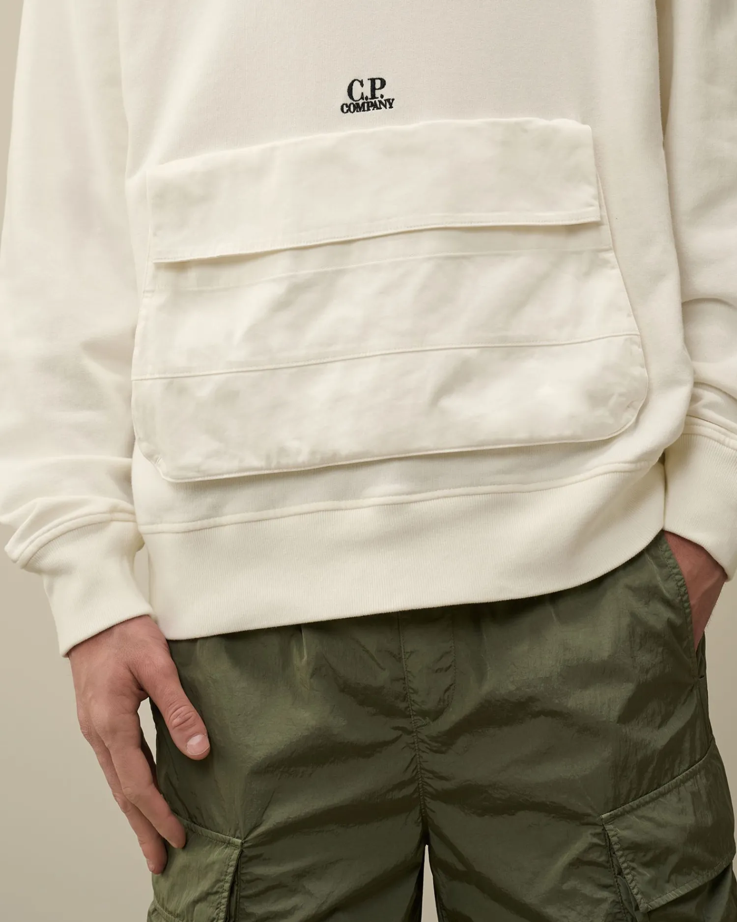 Clearance C.P. Company Diagonal Haevet Fleece-Haettetroje Med Lynlas Ivy Gron