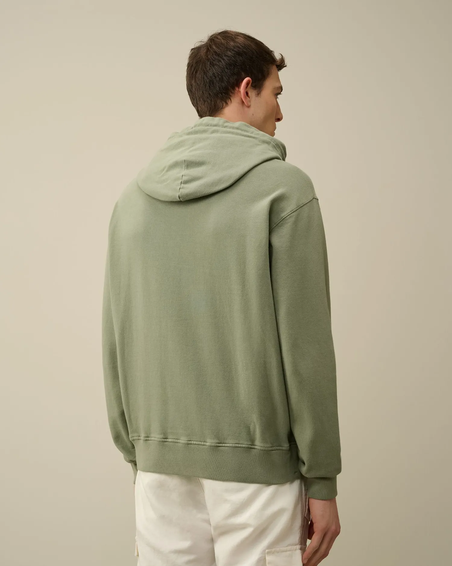 Discount C.P. Company Diagonal Haevet Fleece-Haettetroje Med Lynlas Blaek Bla