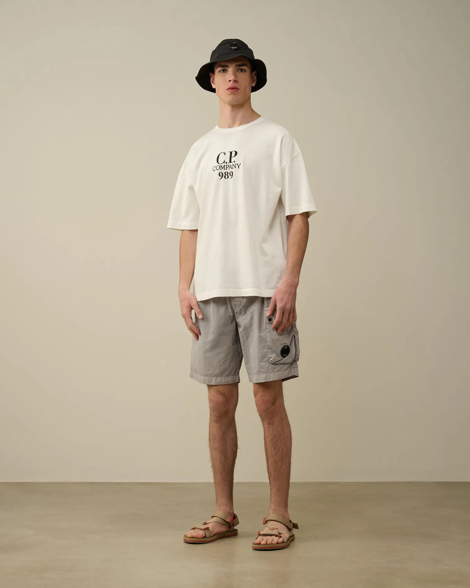 Sale C.P. Company Flad Nylon Cargo Svommeshorts Stovregn Gra