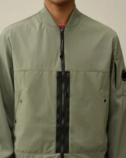 Online C.P. Company Flad Nylon Goggle Overshirt Stovregn Gra