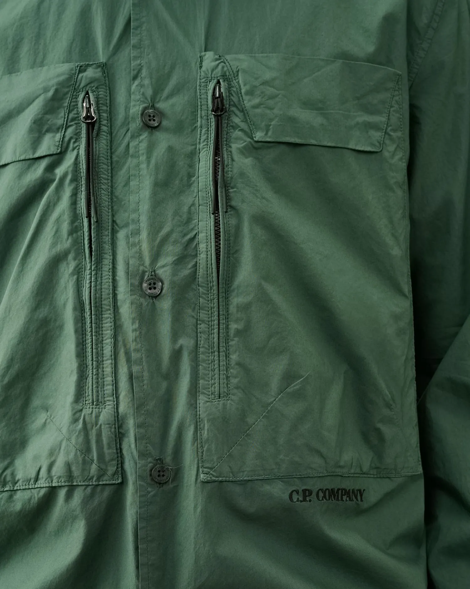 Fashion C.P. Company Flad Nylon Goggle Overshirt Green Bay