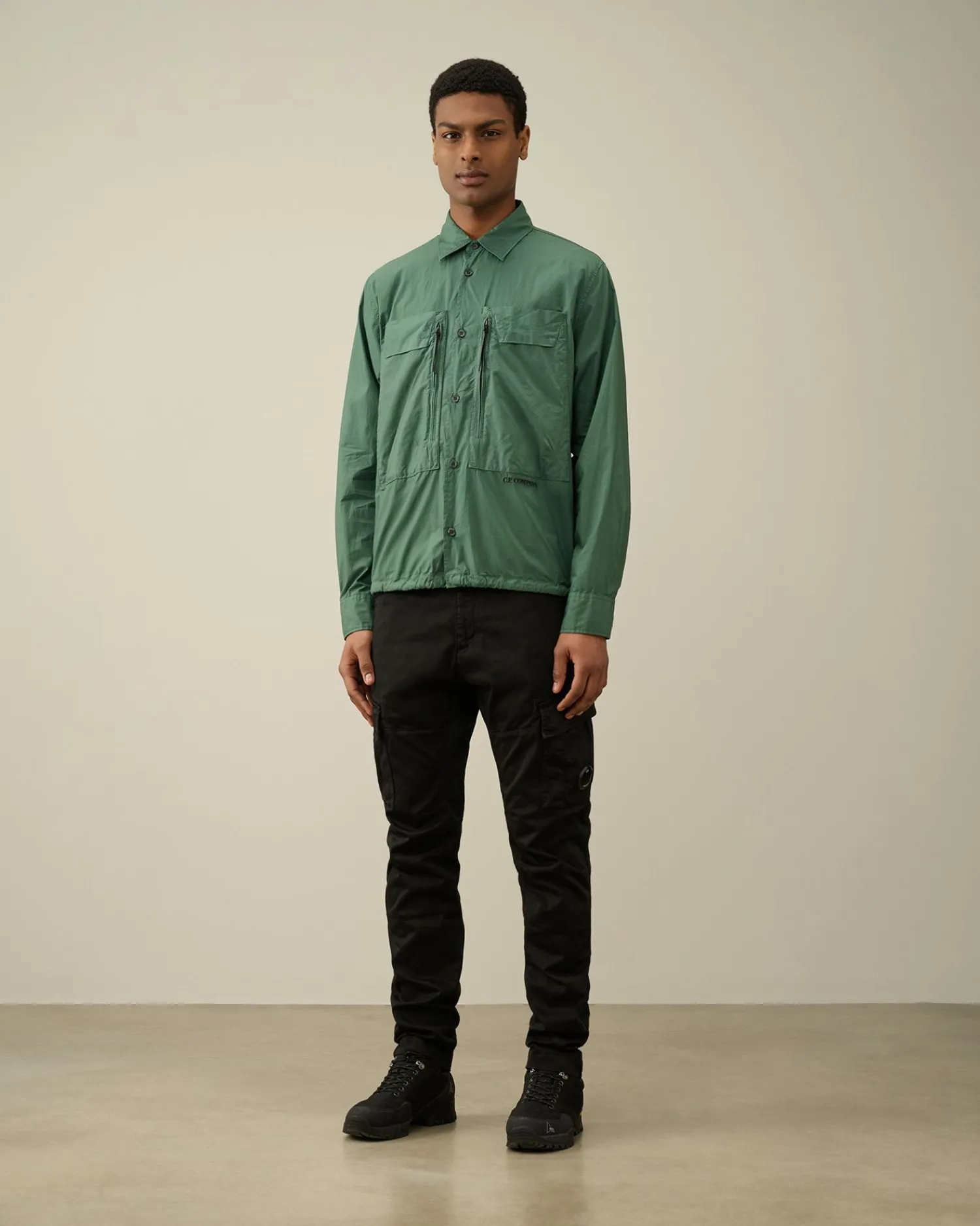 Fashion C.P. Company Flad Nylon Goggle Overshirt Green Bay