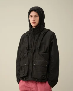 New C.P. Company Flad Nylon Vendbar Haettejakke Sort