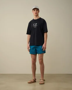 Shop C.P. Company Flade Svommeshorts Med Svamp I Nylon Blaek Bla