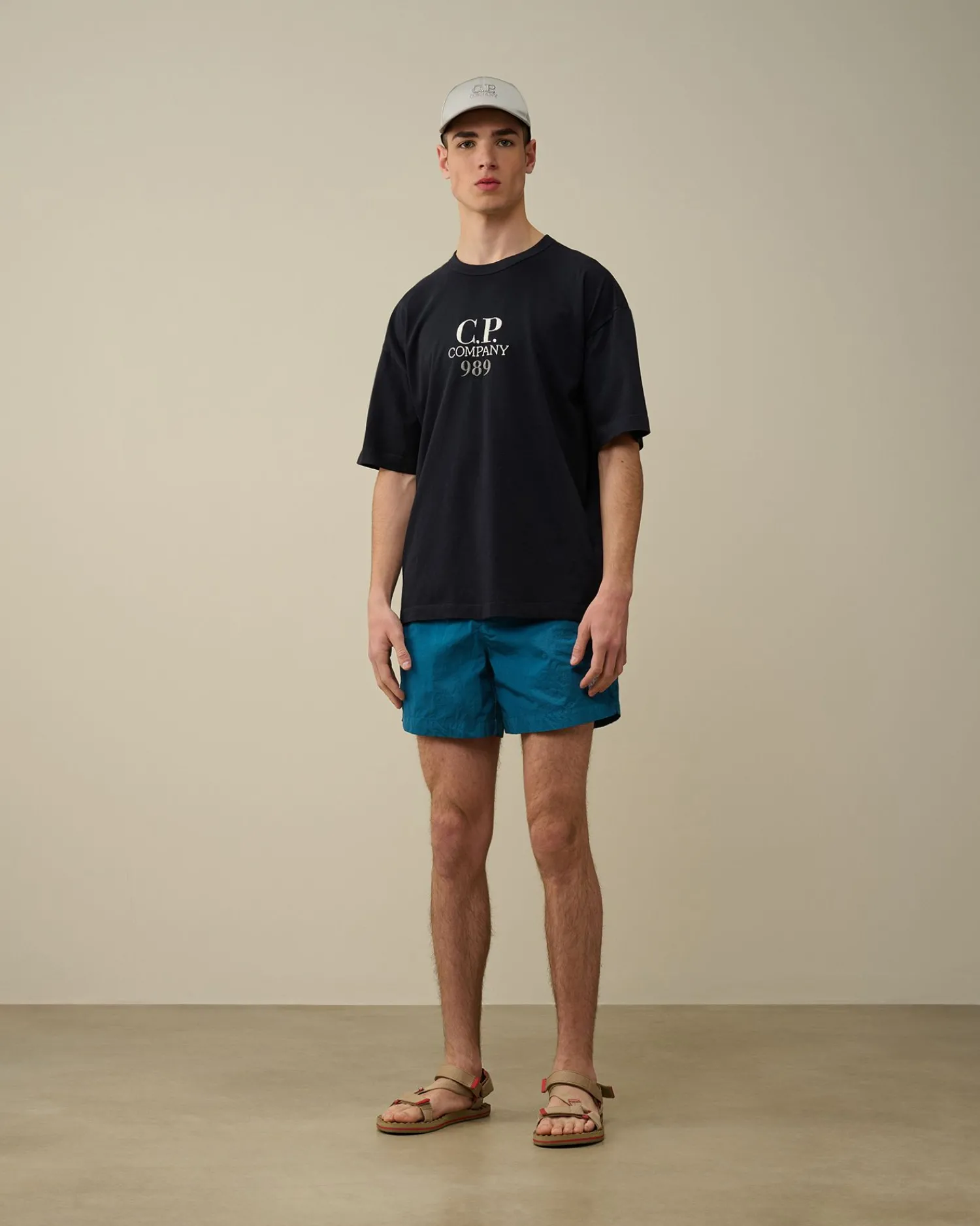 Shop C.P. Company Flade Svommeshorts Med Svamp I Nylon Blaek Bla