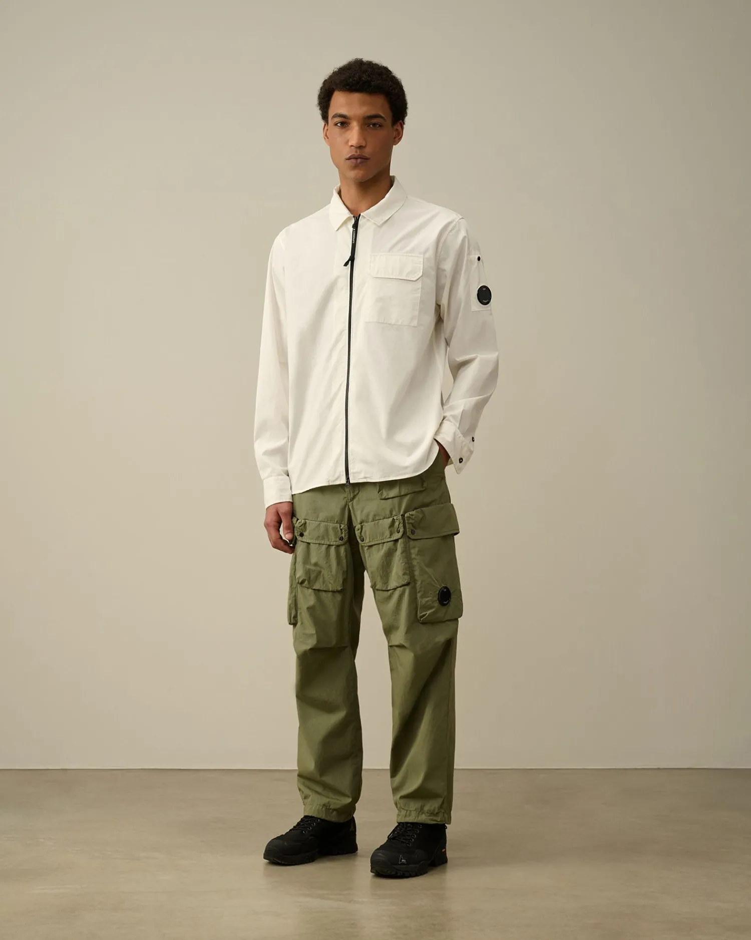 Store C.P. Company Gabardine Skjorte Sort