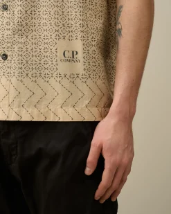 Best C.P. Company Gabardine Skjorte Med Knapper Agave Gron
