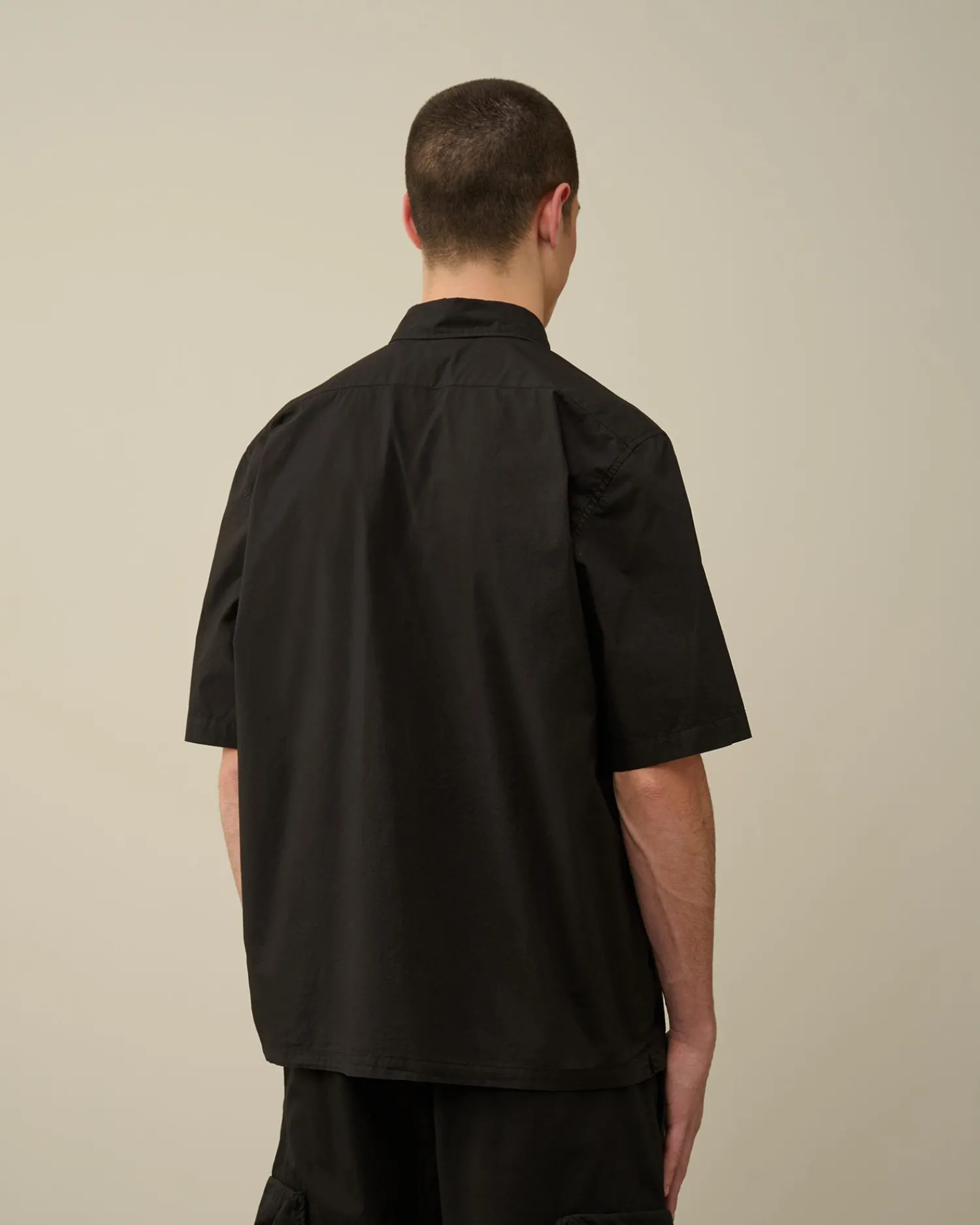 Sale C.P. Company Gabardine Skjorte Med Lynlas Sort