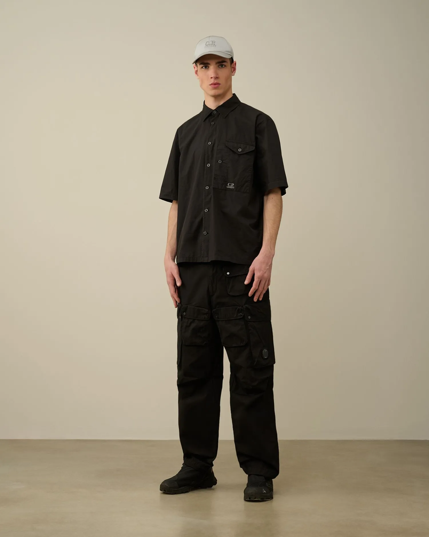 Sale C.P. Company Gabardine Skjorte Med Lynlas Sort