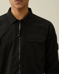 Best Sale C.P. Company Gabardine Skjorte Med Lynlas Total Eclipse-Blue