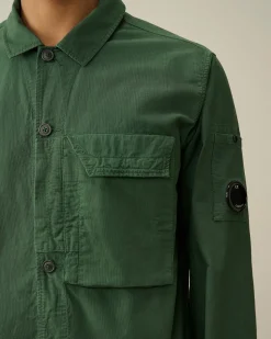 Discount C.P. Company Gabardine Skjorte Med Lynlas Blaek Bla