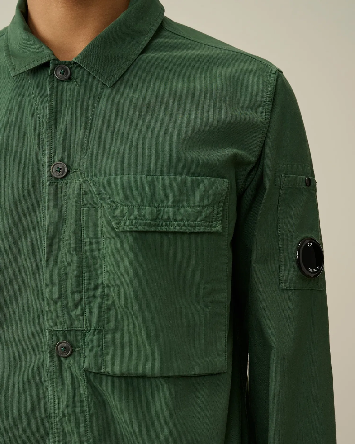 Discount C.P. Company Gabardine Skjorte Med Lynlas Blaek Bla