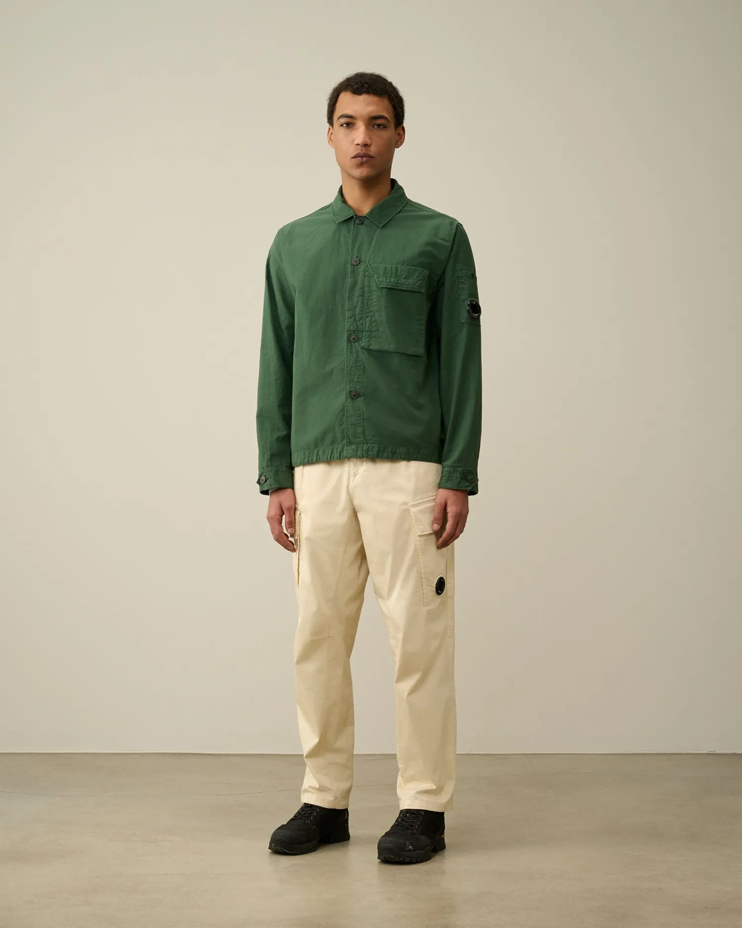 Discount C.P. Company Gabardine Skjorte Med Lynlas Blaek Bla