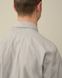 Outlet C.P. Company Gabardine Skjorte Med Lynlas Gaze Hvid