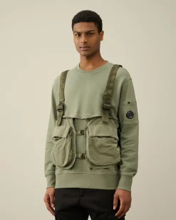 Best C.P. Company Haettetroje I Let Fleece Pistacie Shell-Beige