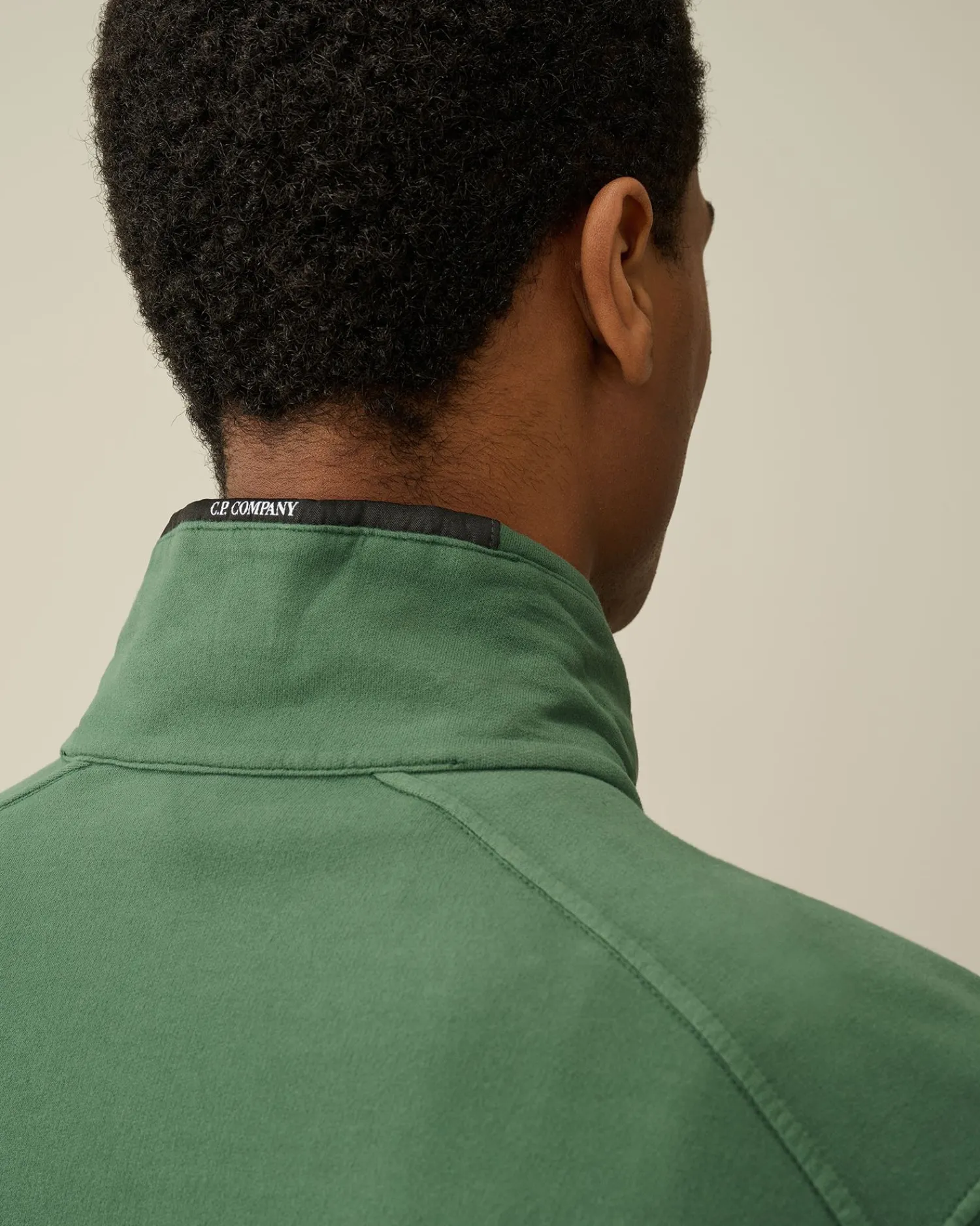 New C.P. Company Haettetroje Med Diagonal Fleece I Bomuld Blaek Bla