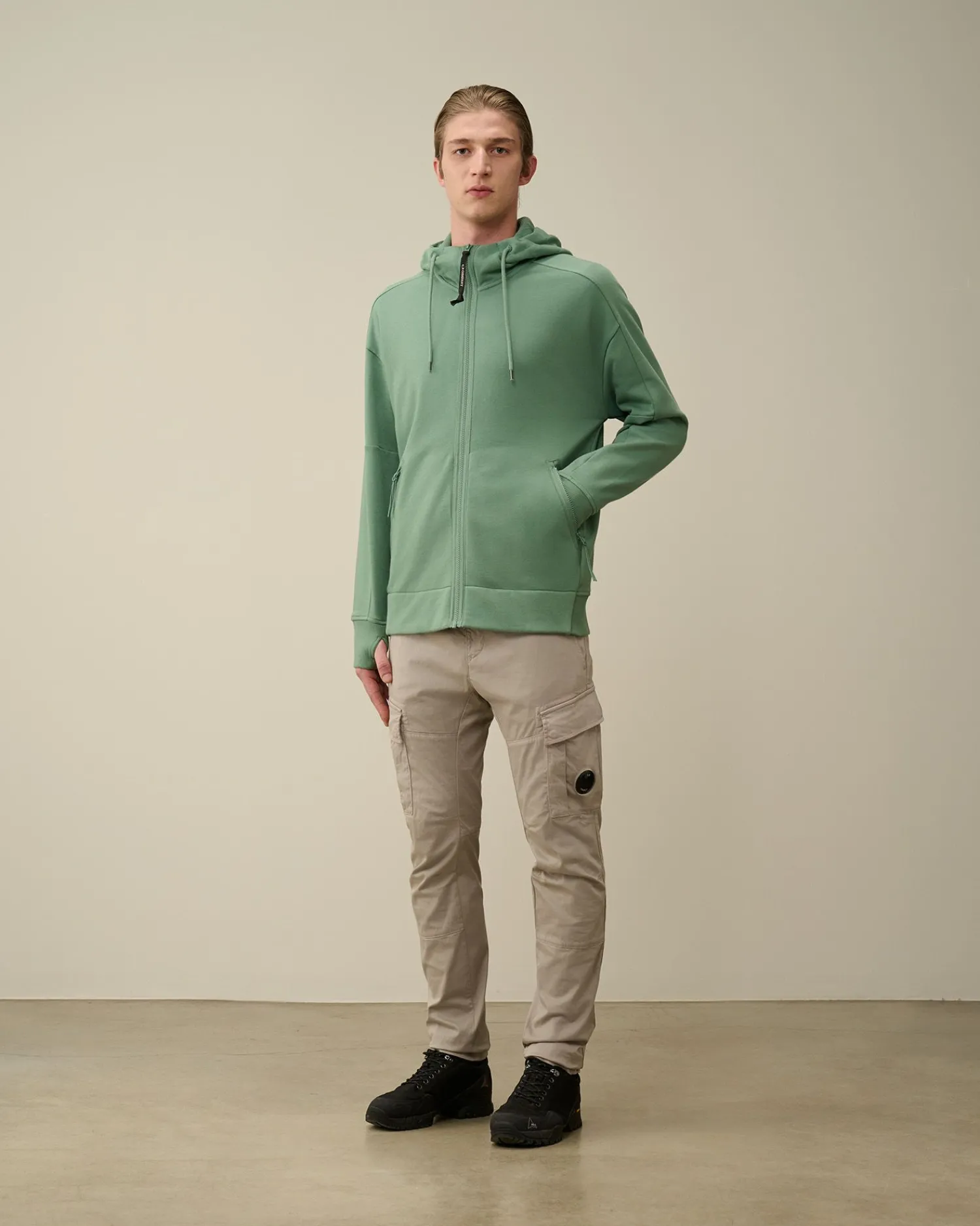 Cheap C.P. Company Let Fleece Haettetroje Med Lynlas Green Bay