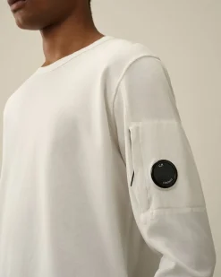 Discount C.P. Company Let Fleece Sweatshirt Gaze Hvid
