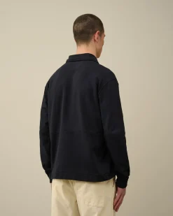 Hot C.P. Company Let Fleece Sweatshirt Med Lynlas Total Eclipse-Blue